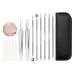 CiciIng Blackhead Remover Tool 9-in-1 Stainless Steel Pimple Extractor Set with Non-slip Handle Includes Pimple Patch for All Skin Types Silver