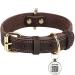Joytale dog collar leather with QR ID day soft real leather dog collar durable and adjustable for large dogs brown l l (38-48cm) brown