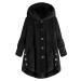 Hanxiulin plush jacket oversize warm lined fleecemantel women coat winter jacket on both sides transition jacket casual fashion plush jacket oversized light quilted jacket hoodies for women black-4 l