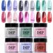 AZUREBEAUTY Dip Powder Nail Set Color Changing, Blue Green Pink Red Grey 6 PCS Trend Ombre Cold Warm Temperature Mood Dipping Powder French Nail Art Manicure DIY Salon Gifts, No Need Nail Lamp Cured