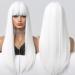 Allbell White Wig for Women - Long Silk Heat-Resistant Synthetic Hair with Bangs | Natural-Looking Perfect for Daily Wear Parties & Cosplay - Buy Online on GoSupps.com