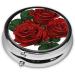 Gothic Rose Print Mini Round Pill Box | 3 Compartment Travel Pill Organizer | Portable Medicine Case for Home & Office - Buy Online on GoSupps.com
