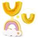 Kids Toothbrush, U Shaped Toothbrush with Food Grade Soft Silicone Toothbrush Head, Kids 360 Cleaning U Shaped Toothbrush for Children Age 6-12,Yellow C-yellow Rainbow