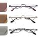 Hubeye 3 Pairs Half Moon Reading Glasses Metal Slim Half Frame Lens Ultra Thin Readers With Spring Hinges for Men and Women 2.00 Purple/Gold/Silver 2.0 Dioptres