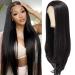 Straight Synthetic Lace Front Wig: 28 Inch Natural Black Glueless Wigs with Baby Hair - 13x5x1 Long Pre Plucked HD lace Frontal Wigs for Women 28 Inch Natural Black Lace Front Wig