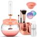 DOTSOG Makeup Brush Cleaner,Electric Makeup Brush Cleaner Machine with 8 Rubber Collars,Deep Cosmetic Automatic Brush Spinner for all brushes,Wash and Dry in Seconds, with 50ml Makeup Brush Cleanser Pink