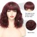 SOKU Bob Wavy Wig with Bangs Burgundy 14 Inch - Natural Wave Hair Dark Wine Curly Wig for Women - Heat Friendly Synthetic Fiber - Daily Wear - Natural Looking - Buy Online on GoSupps.com