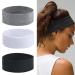 Pack of 3 yoga hair bands sports headbands elastic hair bands for women yoga exercise gym sport black+white+gray