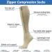 Hotfiary Zip Compression Stockings for Men & Women | Plus Size S-6XL | 25-30mmHg Graded Compression | Closed Toe Flight Socks | Beige XXL - Buy Online on GoSupps.com