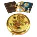 CARMANI Gold Plated Bronze pocket compact travel Mirror decorated with Van Gogh 'Sunflowers' painting