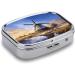 Traditional Windmill Print Pill Box | 2 Compartment Metal Pill Organizer | Portable Pocket & Purse Storage - Buy Online on GoSupps.com