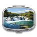 Pill Box Waterfalls on Krka River Print 2 Compartment Medicine Pill Case Pill Organizer Decorative Metal Portable Pill Box for Pocket Or Purse
