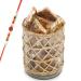 Ghasitaram Gifts Rakhi Gifts for Brothers Cane Glass Jar with Dryfruit Chikki with Rudraksh Rakhi