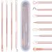 Ducare blackhead remover comedone squeezer set 4 pieces professional extraction pen set for removing acne pimples Comedon extractor for facial care with case (gold)