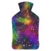 Colorful starry sky hot water bottle with cover plush bed bottle hand warmer for adults and children 26.5X15.3cm