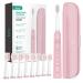 Sonic Electric Toothbrush for Adults, 5 Modes with Smart Timer, 8 Brush Heads & Travel Case Included, Initio Rechargeable Toothbrush, Oral Care Whitening Toothbrush, IT959 (Pink)