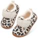 JOINFREE Baby Girl First Walking Shoes Anti-Slip Plush Baby Boys Slipper Shoes Cozy Toddlers Shoes 8.5/9 UK Child Leopard