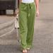 Gufesf Women's Cotton Linen Palazzo Pants, High Waisted Wide Leg Trousers with Pockets - Green Medium - Buy Online on GoSupps.com