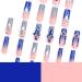 Royal Blue Press On Nails - Long Square Acrylic False Nails with Rhinestones | 24pcs | Perfect Mother's Day Gift - 240412 - Buy Online on GoSupps.com