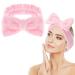 Spa Headband for Face Washing- Makeup Headbands Absorbent Bowknot Face Washing Headband Soft Coral Fleece Facial Skincare Headband Elastic Hairband Washband for Shower Sports