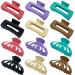 HAIRZY 12 Pack Large Hair Claw Clips for Thick & Thin Strong Hold Nonslip Jaw Big Clamps of 2 Styles with 6 Colors 4.27'' and 4.14'' - Styling Accessories- Clip Pack Ivory Green Black Purple