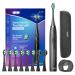 SEAGO Electric Toothbrush with 8 Soft Bristle Heads for Adults Pressure Sensor 5 Modes with 2 Minutes Build in Smart Timer Rechargeable Travel Toothbrush with Brush Hold and Travel Case(Black) Gray