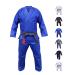 Your Jiu Jitsu Gear BJJ Gi - Brazilian Jiu Jitsu Sports Uniform Blue White Black or Gray Jacket & Pants w White Belt Blue A3 5'10" - 6'1" Height