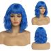 Establishment short blue wig for women natural synthetic hair ombre bob wig with a decent pony dark root for everyday/party/cosplay (10 inches blue)