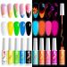 Gel Liner Nail Art Polish 9 Colors Thin Brush UV LED Soak Off Required Professional Paint Design Supplies Salon Home DIY (5 Neon + 4 Glow) 5 Neon + 4 Glow Colors