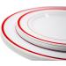  48 Pcs Plastic Plates Red Rim Disposable Set Combo 24 x 10.25 and 24 x 7.5 for Main Course Salad Appetizer Dessert Fruits Disposable Perfect for Dinner Party Holiday Events Picnics and BBQ - Buy Online on GoSupps.com