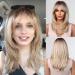 Testar blonde wig for women shoulder long layered smooth blonde platinum bob wig with pony mixed white natural hair synthetic heat -resistant wig for party cosplay shoulder length blonde