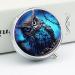 Round Blue Owl Print Pill Box - 3 Compartment Portable Medicine Organizer | Decorative Metal Pocket Pill Case - Buy Online on GoSupps.com