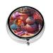 Colorful Ceramic Beads Portable Metal Pill Box Round Mini 3-Compartment Plastic Insert hinged Fastening Design Suitable for Small Pills Must-Have for Travel