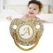Personalized Baby Bling Pacifier Clip - Curved Gold Clip with Dust Protection | 26 Letters for Babies 6-18 Months (Letter A) - Buy Online on GoSupps.com