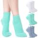 Tarpop 3 Pairs Aloe Socks Moisturizing Spa Socks for Dry Cracked Feet Infused Socks Gel Sleeping Fuzzy Socks Lotion Socks Gift for Christmas Women Men Softening Dry Feet (White Green Colorful)