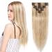 Clip In Extensions Real Hair Remy Hair Extension Real Hair Thin 8 Wefts 18 Clips 45cm - 70g - (#18/613 Light Ash Blonde/White Blonde)