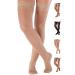 ABSOLUTE SUPPORT Made in USA - Thigh Hi Compression Dress Stockings Women 15-20mmHg for Improving Blood Circulation - Support Hose for Women Compression with Silicone Border Nude, Medium Medium Nude