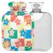 NAANLE hot hot water bottle with cover checkered floral flower motif transparent hot water bottle hot bottle for back pain relief from hand feet warmer for neck heat and cold therapy 2 l