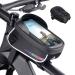 ROTTO Bicycle Frame Bag Top Tube Bag Cell Phone Bag Cell Phone Holder Waterproof with Rain Cover Black V1