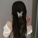 2PCS Medium Hair Claw Clips - Non Slip Butterfly Style Rhinestone Pearl Decor Barrettes for Thin & Thick Hair - Buy Online on GoSupps.com