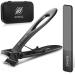 Toe nail clippers for thick nails large toenail snaps with glass files nail clippers for thick toenails extra wide opening toenail snacks for seniors sharp and durable easy to black clipper+glass files