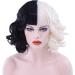 Cruella Deville Wigs Black and White Wigs Short Curly Wig & Wig Cap Wavy Curly Wigs Halloween Cosplay Party Wig for Women Men Halloween Decoration Cosplay supplies - Buy Online on GoSupps.com
