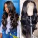 Flwing Body Wave Lace Front Wigs Human Hair 13x4 Frontal Wig for Women, 26 Inch Body Wave Frontal Wig Pre plucked with Baby Hair Transparent Lace Front Wig Glueless Brazilian Virgin Hair 150% Denisty Natural Balck (26 inch)