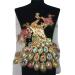 IXUEYU Sequin Peacock Rainbow Rhinestone Feather Tail Embroidered Gown Appliques Lace Fabric Red Mesh Sew Patch for DIY Wedding Decoration (Black)