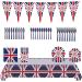 British Flag Plates | Union Jack Pattern Tableware Set Patriotic Decorations Convenient Plates for Girls Themed Parties Pochy Charles Memorial Set Crown - 9-piece Set - Buy Online on GoSupps.com