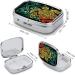 Pill Box Tribal Design with Turtle Print | 2 Compartment Portable Medicine Organizer | Decorative Metal Pill Case for Pocket or Purse - Buy Online on GoSupps.com