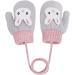 Toddlers Knitted Gloves Mittens with String - Warm Fleece Lined Cartoon Design - Xmas Gift - Age 0-3 - Blue - Buy Online on GoSupps.com