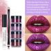 Allbestaye Glitter Lipstick Kit | Matt Glitter Liquid Lipstick Set | Long Lasting Waterproof Metallic Lip Gloss - Diamond Sparkly Red & Golden Brown Pink Shimmer - Buy Online on GoSupps.com