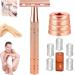 Jodial razor Jodial Safety Edge Razier Women Double Edge Safety Razor Manual Razor Reusable Metal Razing with 5 Platinous Razor Blades (Gold)