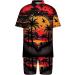 Tropical Hawaiian Men's 2 Piece Set: Button Down Shirt and Beach Shorts - A08-Orange XL - Buy Online on GoSupps.com